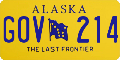 AK license plate GOV214