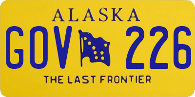 AK license plate GOV226
