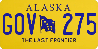 AK license plate GOV275
