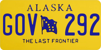 AK license plate GOV292
