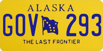 AK license plate GOV293