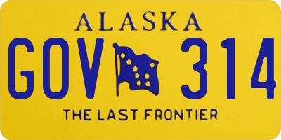 AK license plate GOV314