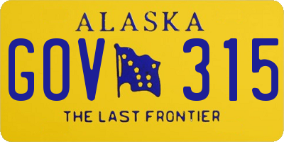 AK license plate GOV315