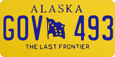 AK license plate GOV493