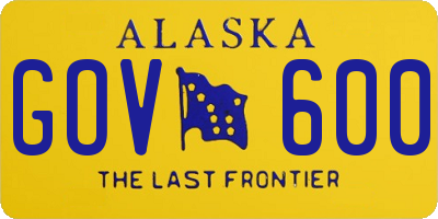 AK license plate GOV600