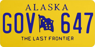 AK license plate GOV647