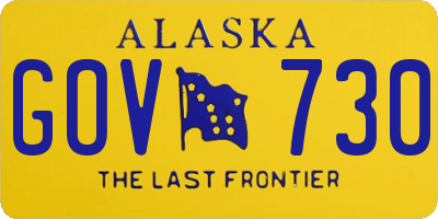 AK license plate GOV730