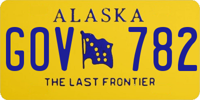 AK license plate GOV782