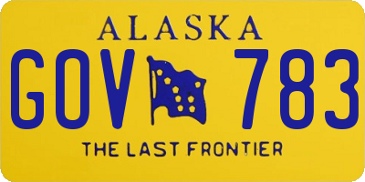 AK license plate GOV783
