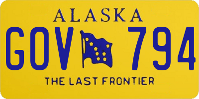 AK license plate GOV794