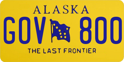 AK license plate GOV800