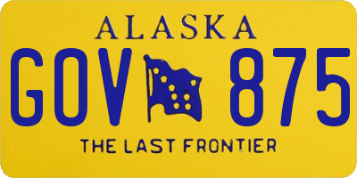 AK license plate GOV875