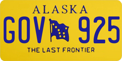 AK license plate GOV925