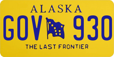 AK license plate GOV930