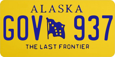 AK license plate GOV937