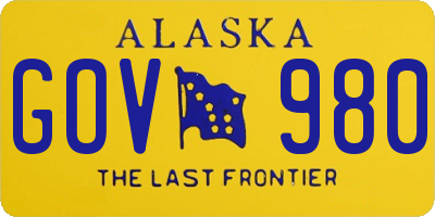 AK license plate GOV980