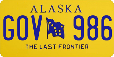 AK license plate GOV986