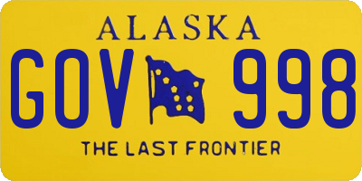 AK license plate GOV998