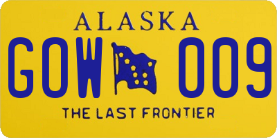 AK license plate GOW009