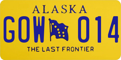 AK license plate GOW014