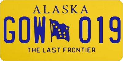 AK license plate GOW019