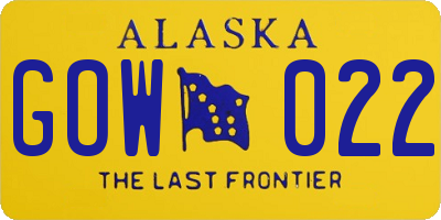 AK license plate GOW022