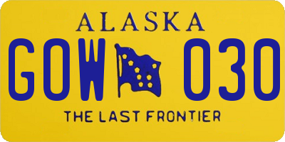 AK license plate GOW030