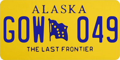 AK license plate GOW049