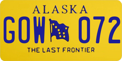 AK license plate GOW072