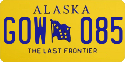 AK license plate GOW085