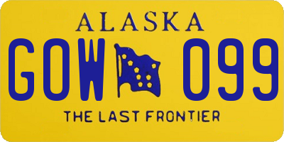 AK license plate GOW099
