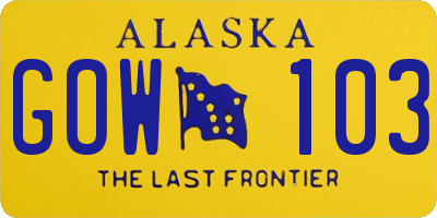 AK license plate GOW103