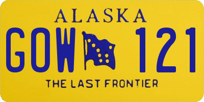 AK license plate GOW121