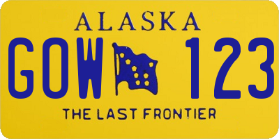 AK license plate GOW123