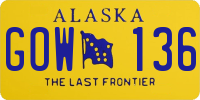 AK license plate GOW136