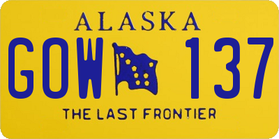 AK license plate GOW137