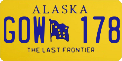 AK license plate GOW178