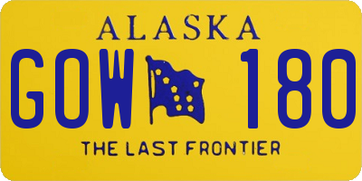 AK license plate GOW180