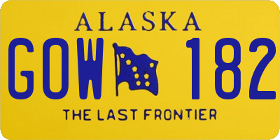 AK license plate GOW182