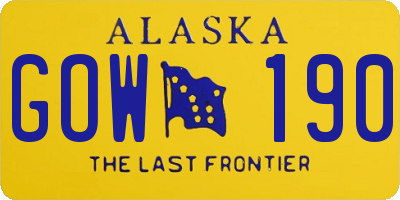 AK license plate GOW190