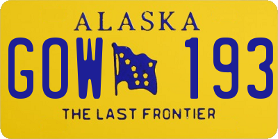 AK license plate GOW193