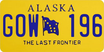 AK license plate GOW196