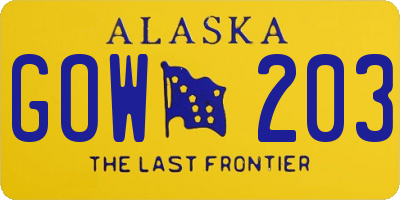 AK license plate GOW203