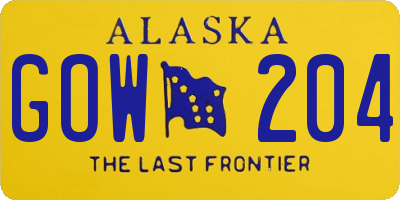 AK license plate GOW204