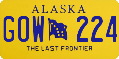 AK license plate GOW224