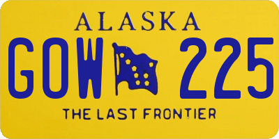 AK license plate GOW225