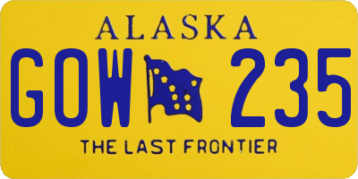 AK license plate GOW235