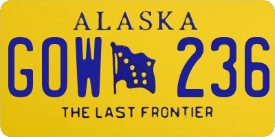 AK license plate GOW236