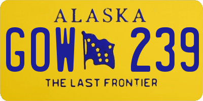 AK license plate GOW239