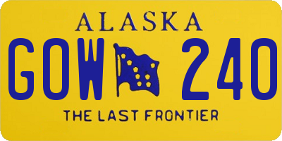 AK license plate GOW240